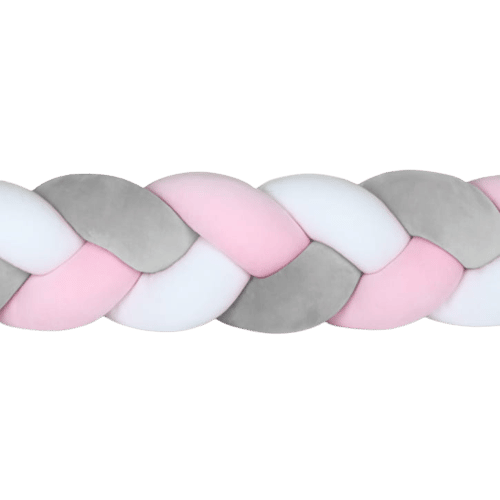 Bettschlange 3 Kordeln – Rosa Grau Weiß